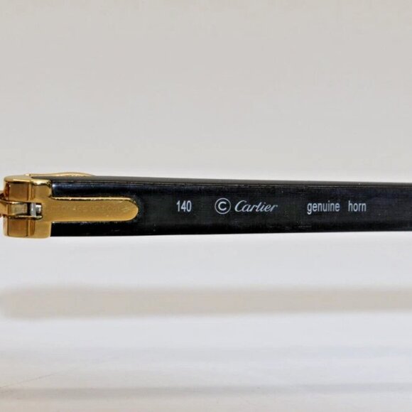 Cartier rimless black buff horn gold Diamond Cut transition sunglasses - Picture 11 of 11